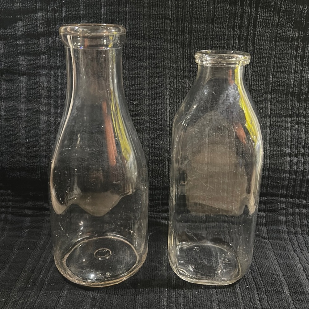 Vintage NY 1 Quart Glass Milk Bottles